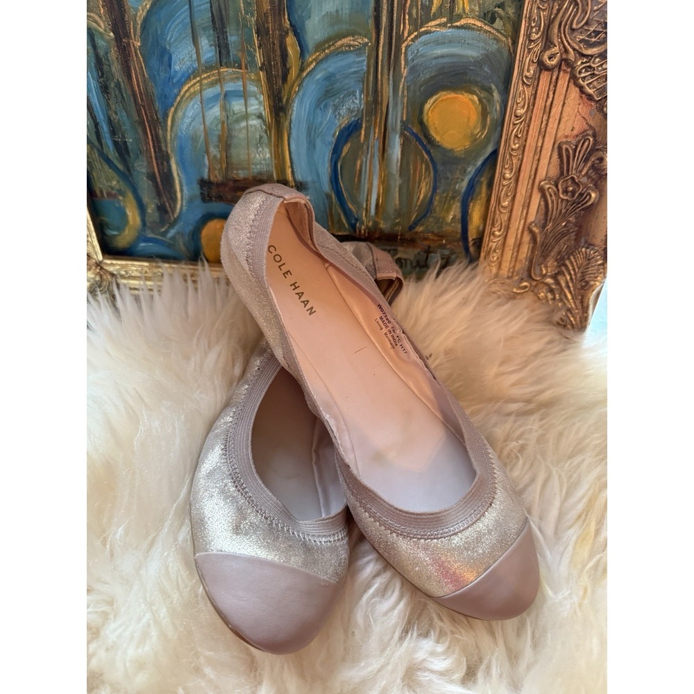 Cole Haan Women's Gold Metallic Leather Cushioned Ballet Elbridge Flats Size 7 - Picture 7 of 11